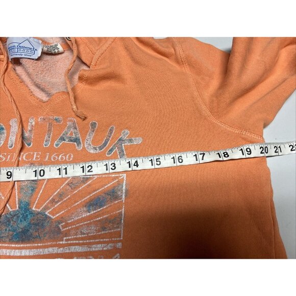 Montauk Clothing Co. NY Women’s M Hoodie Sweatshirt Orange Pullover - Picture 2 of 6